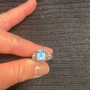 Lagos silver with gold  blue topaz ring size 7